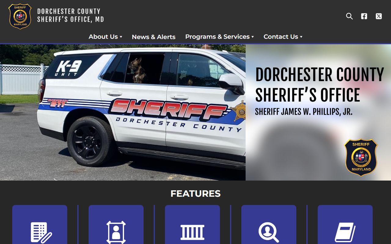 Dorchester County criminal history Sheriff website Cambridge Eastern Shore Maryland