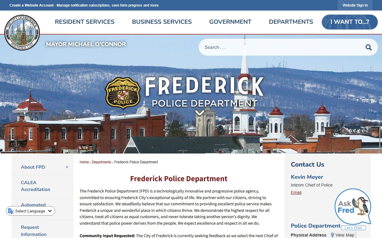 Frederick criminal history records from county sheriff