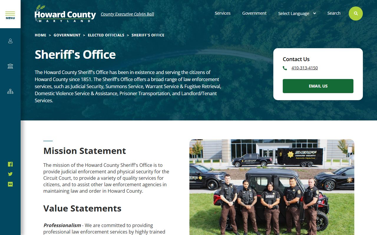 Howard County criminal history records and Sheriff's Office